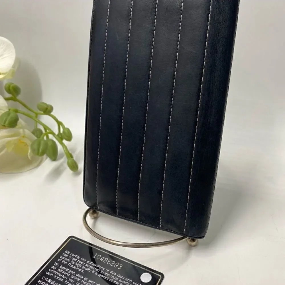 Authentic CHANEL Quilted Bifold Long Wallet Black